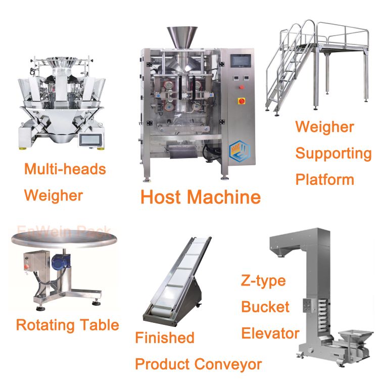 Automatic Multihead Weigher Potato Chips Snacks Popcorn Packing Machine